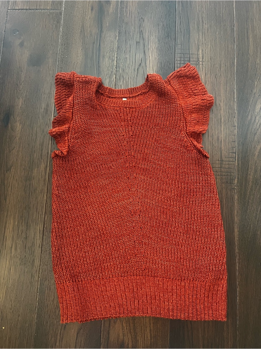 Knit Ruffle Sleeve top- Rust